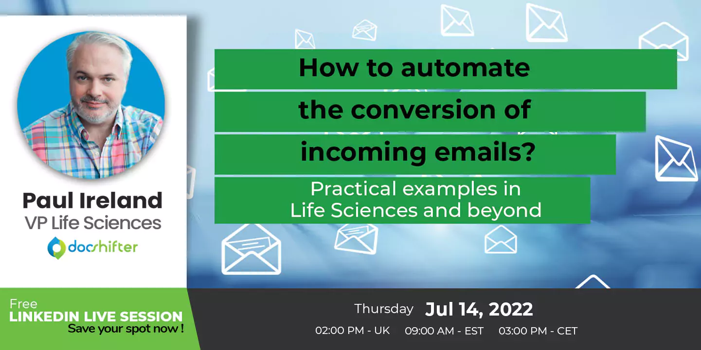How to automate the conversion of incoming emails to PDF Practical examples. Webinar header image