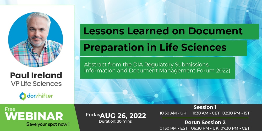 Lessons Learned in Document Preparation for Regulatory Submissions in Life Sciences - Webinar Event Header